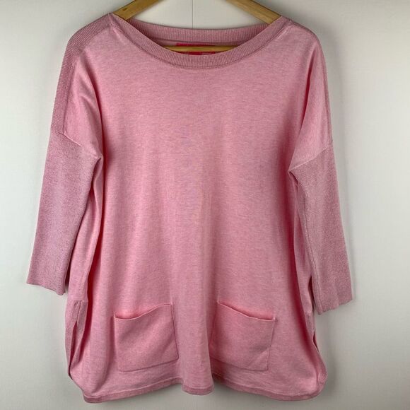 Lilly Pulitzer Cobo Sweater Heathered Pink Tropics Tint Sz XS Box Fit Oversized - Picture 1 of 10